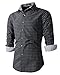 Benibos Men's Casual Long Sleeve Plaid Slim Fit Dress Shirts (L, Black)