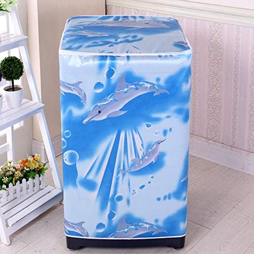 szyzl88 Washing Machine Cover Cute Easy To Clean Front Loading Decoration Home Dust Proof Zipper Case Floral Printed Bathroom Waterproof Accessory Protective(Dolphin)
