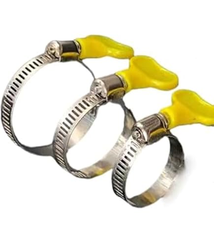 Uxcell 14-Pack Stainless Steel Thumb Screw Hose Clamps – 16-25mm (5/8" To 1") Adjustable Worm Gear Clamps, 8mm Bandwidth (Yellow)