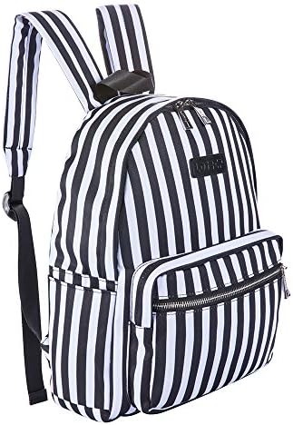 black and white striped backpacks
