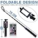 Voxkin Compatible with iPhone, Android & All Smartphones Ultra Portable Wired Selfie Stick - No Bluetooth Pairing, No Battery Charging, Premium & Sturdy - Best Pocket Sized Cable Monopod