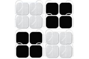 Easy@home Compatible Re-useable 16 Individual 2"x2" TENS Unit Carbon Electrode Pads，Self-adhesive Replacement Massage Pads, 2