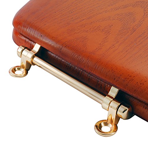 LDR 050 1750 Elongated Wood Toilet Seat with Polished Brass Hinges, Oak
