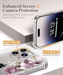 GVIEWIN for iPhone 15 Pro Case Floral, with Screen