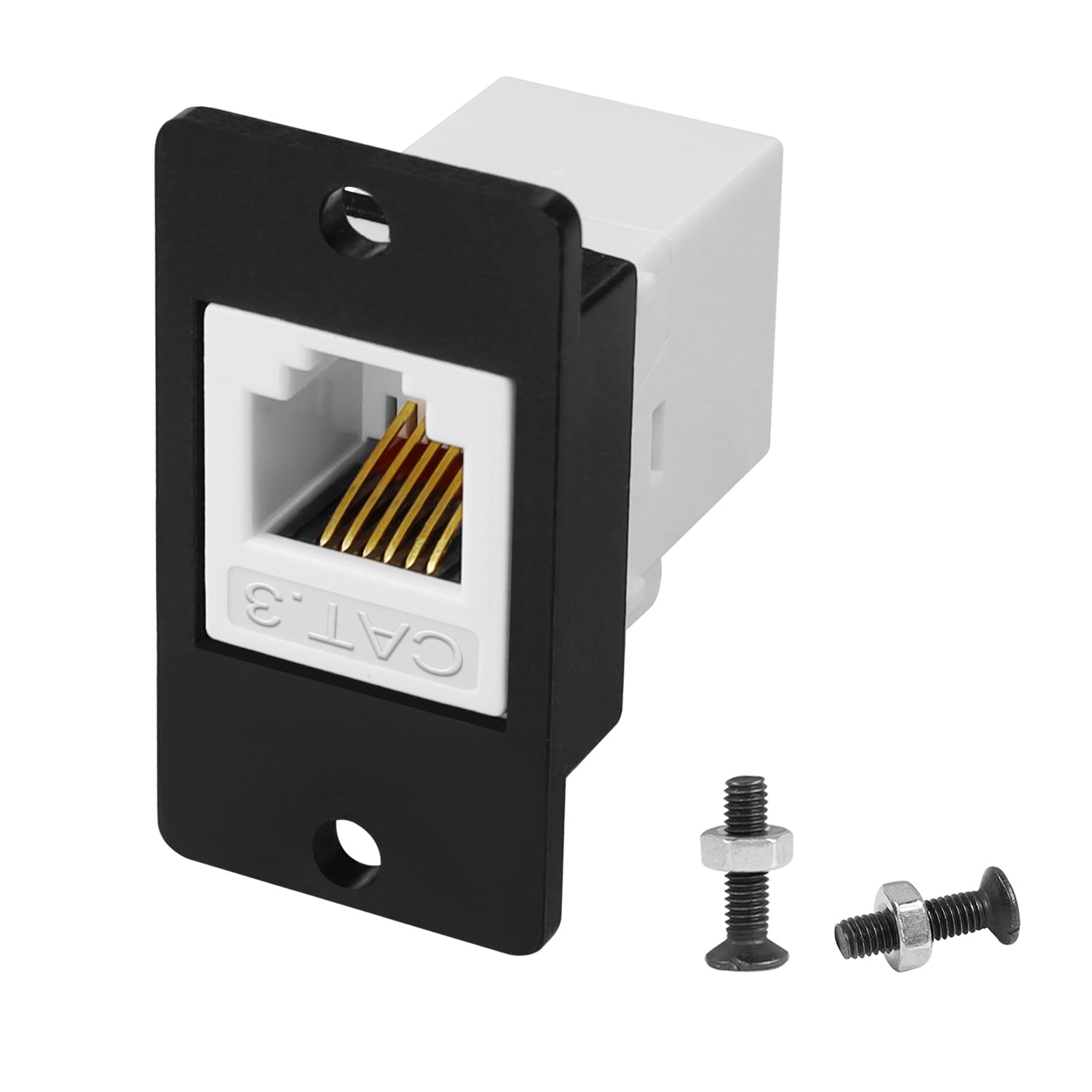 QIANRENON CAT3 RJ12 6P6C Rectangular Panel Telephone Line Adaptor RJ12 6P6C Female to Female Fixed Mount Connector RJ12 Mount Telephone Socket, for Modem Telephone Voice Communication