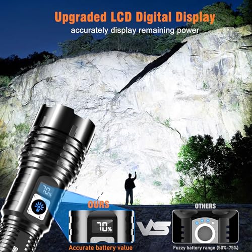 Shadowhawk Flashlight Rechargeable TorchLight, 20000 Lumens Flash Light Led flashlights Tactical, XHM77.2 Led Torch Light High Power, USB Handheld Powerful Torches for Camping Hiking Emergency
