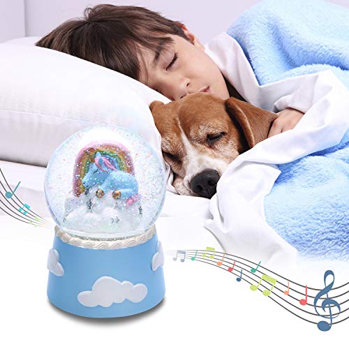 image for J JHOUSELIFESTYLE Unicorn Snow Globe Musical for Kids, Sleeping Unicor