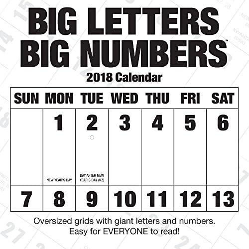 Big Letters Big Numbers 2018 Wall Calendar