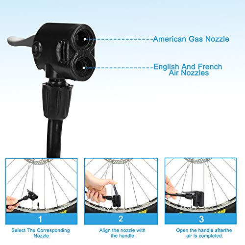 image for DSYEES Bike Pump Mini Bike Floor Pump Foot Activated Bicycle Pump Port