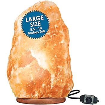 Large Himalayan Rock Salt Lamp Pink Salt Crystal Natural Authentic Hand Carved Decor Lighting Dimmable - 8.5-10 Inches Tall