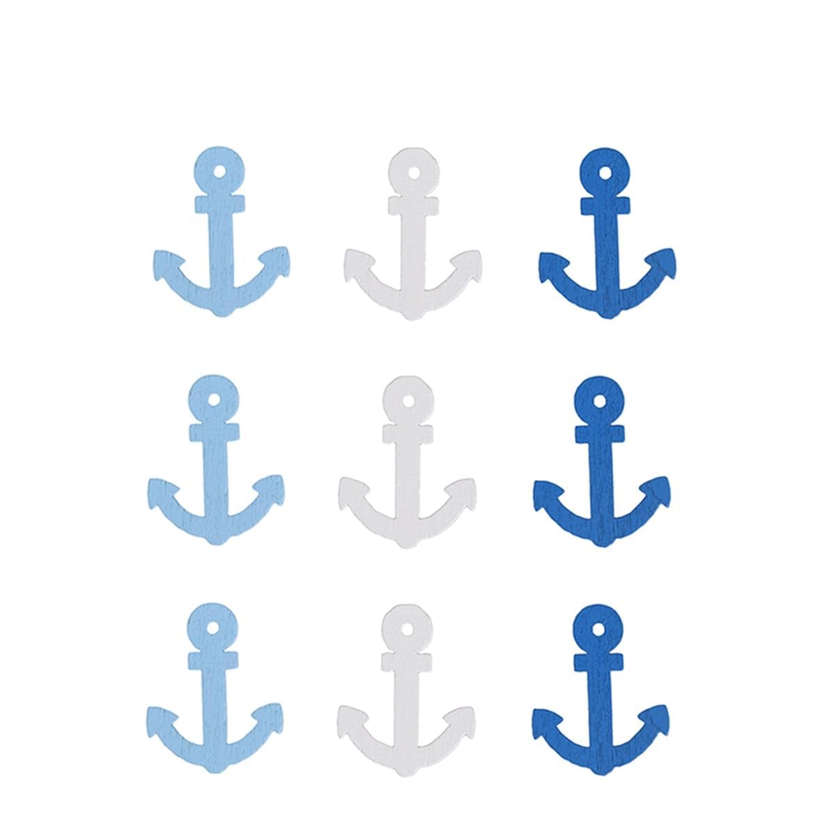 100 Pcs 25 x 20 mm Wooden Anchors Mini Pendants Scrapbooking Home Embellishments Decorative Buttons (Random Colour)