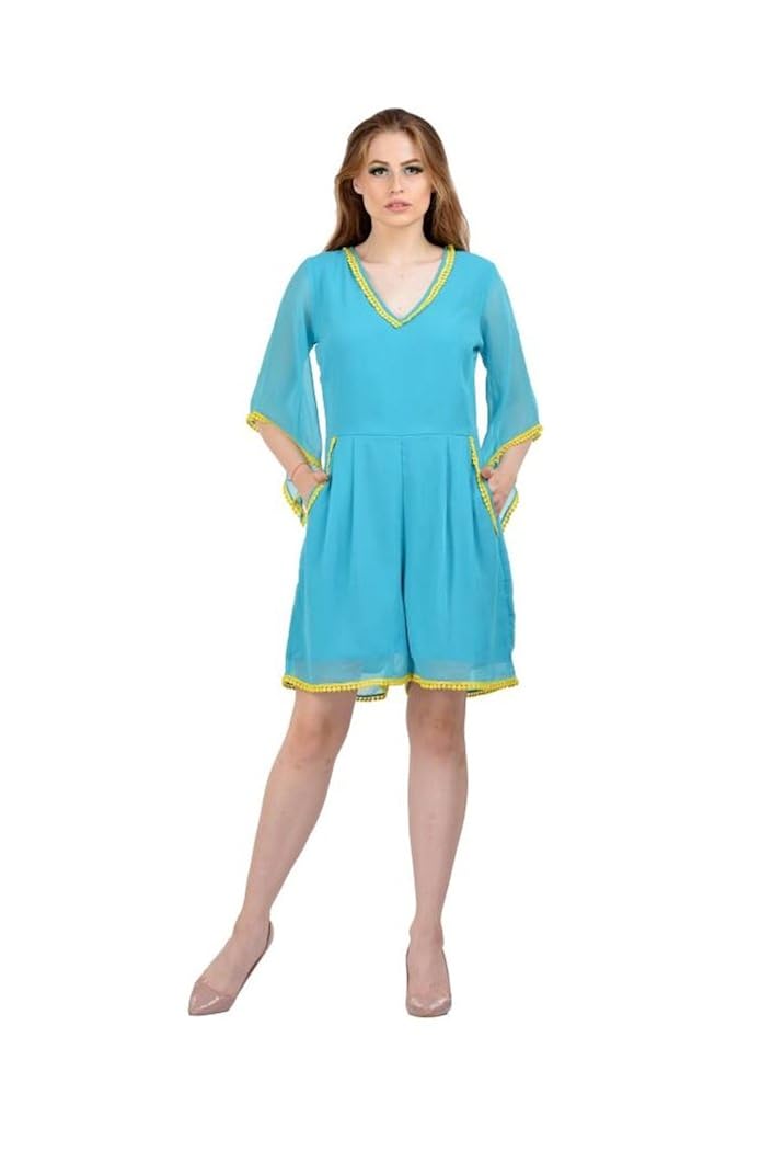 karmic vision women's georgette blue jumpsuit