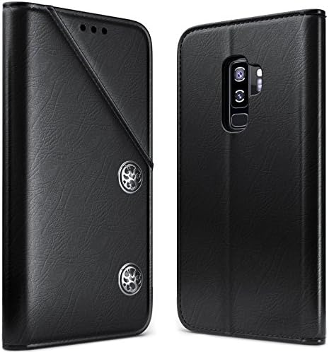 Galaxy S9 Plus Wallet Case, Premium Leather Wallet Case Flip Cover with Stand Feature For Samsung Galaxy S9+ Plus Phone - Folio ID Card Holder/Magnetic Closure - Black
