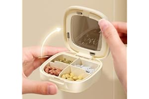 Portable 4-Compartment Pill Organizer – Small Pill Box with Secure Lids, Travel Tablet Dispenser Case, Daily Medication Stora