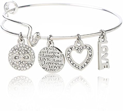 NaTape Expandable Stainless Steel Wire Bangle Bracelet Charm DIY, 2.7"