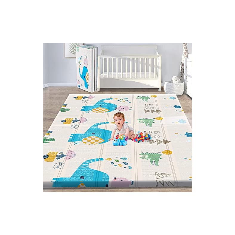 Gimars XL BPA Free 0.6 in Thickest Foldable Baby Play Mat, Waterproof Padded Foam Floor Baby Crawling Mat, Portable Play…