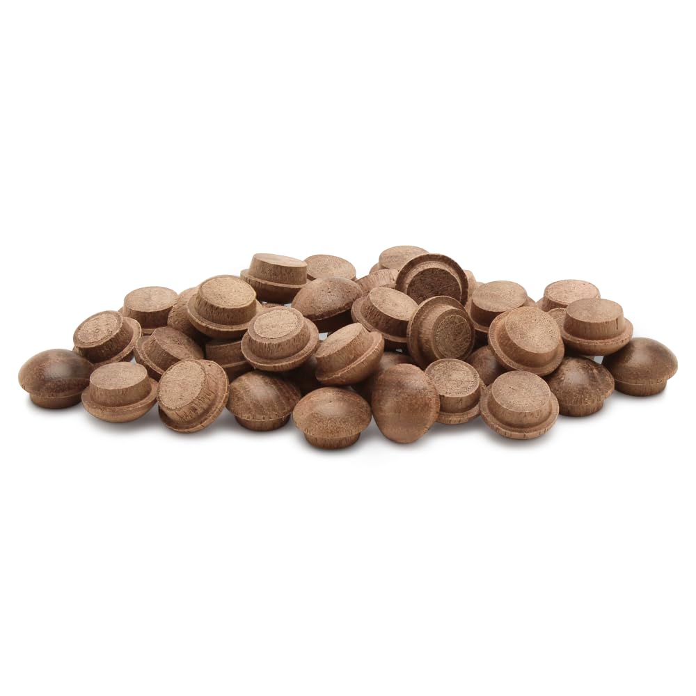 Photo 1 of Walnut Wood Plugs for Furniture, 1/2 inch Button Top Wood Plugs for Screw Holes - Pack of 25 by Woodpeckers