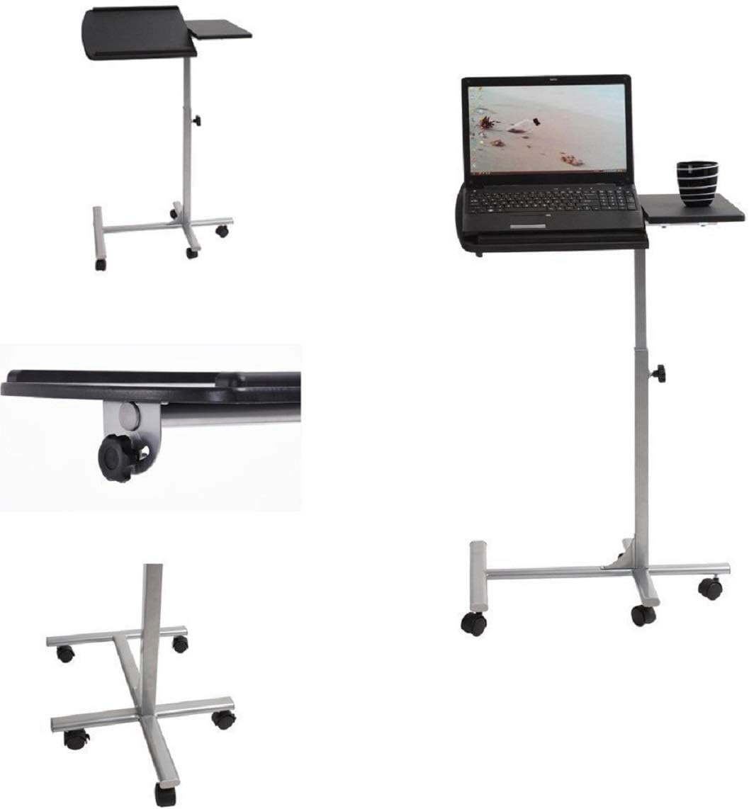 Natwind Lifting Laptop Desk Adjustable Angle & Height Portable Rolling Table Desk with Lockable Universal Wheels Laptop Notebook Stand Tiltable Tabletop Cart Removable Home Office Desk Black : Office Products