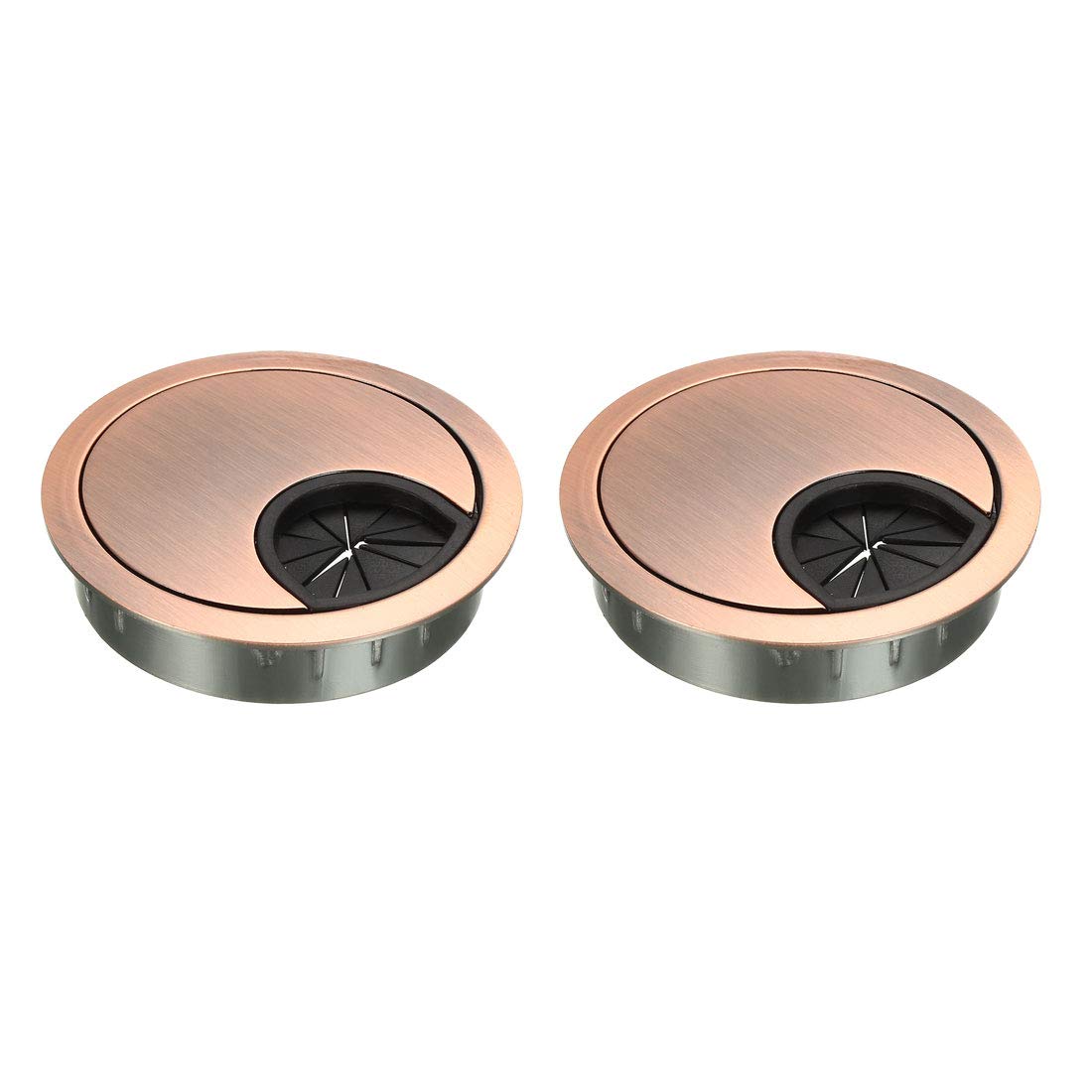 sourcing map Cable Hole Cover, 2.1Inch/53mm Zinc Alloy Desk Wire Cord Cable Grommets Hole Cover for Office PC Desk Cable Cord Organizer, 2 Pcs Red Bronze