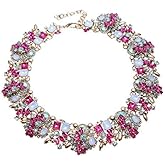 Crystal Rhinestone Statement Necklace, Vintage Chunky Chain Choker Collar Bib Statement Necklace Fashion Costume Jewelry Necklaces for Women