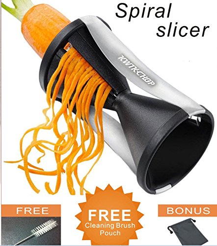 #1 Premium Spiral Slicer Vegetable Spiralizer Complete Bundle-Kwikchop Vegetable Cutter zucchini Pasta Noodle Spaghetti Maker With Amazing Bonus-Salad Recipe eBook, Cleaning Brush And Waterproof Bag - Thumbnail 4