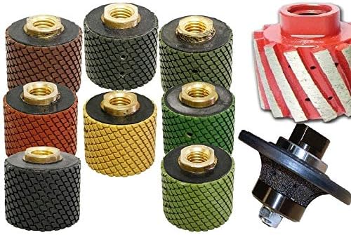 2" Diamond Wet Polishing Drum Wheel 7 PCS & 1/2" Diamond Brazed Roundover Bullnose Router Bit & 2-Inch Zero Tolerance Drum for Granite Marble Concrete Sink Cutouts Kitchen Sink polishing