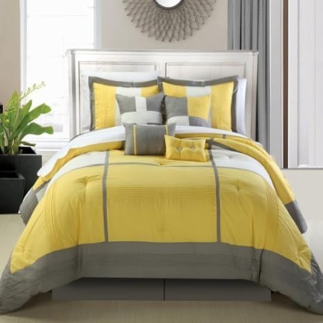 Daniella Floral Yellow Reversible Comforter Set In Premium Quality