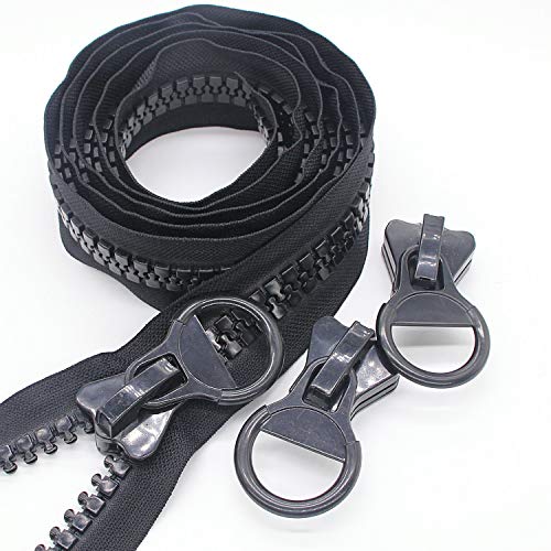 Leekayer20 Super Large Plastic Zipper Black Heavy Duty Zippers by The