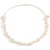 Nackiy Handmade Sea Shell Necklace for Women Summer Adjustable Natural Shell Collar Necklace