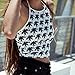 Lisingtool Women's Print Sleeveless Halterneck Tank Crop Tops Vest Blouse T-Shirt