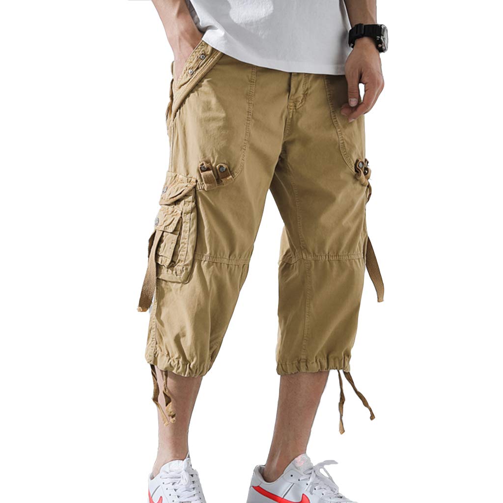 Below Knee Capri Cargo Pants Cotton 