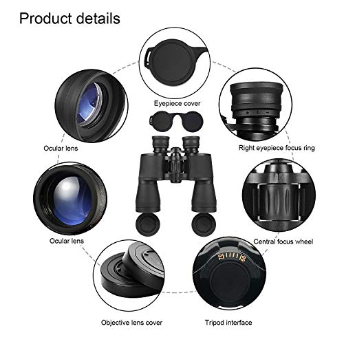 Binoculars 20x50, HD Professional/Waterproof Binoculars with Low Light Night Vision, Durable & Clear BAK4 Prism FMC Lens Binoculars. Suitable for Outdoor Sports and Concert, Bird Watching.