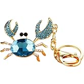 ARFUKA Rhinestone Crab Pendant Keychain Metal Key Ring Charm Jewellery Christmas Birthday Key Chain Holder for Men Women