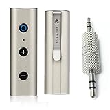 iSunnao Bluetooth Receiver - Bluetooth 4.2 Car Kit with Aux Adapter for Music Audio Streaming Sound System - Handsfree Calling and CVC Noise Cancellation for Home/Car Audio Stereo System (Silver)