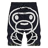 Meilaier Mens Cartoon Sweatpants Harem Gym Shorts Black
