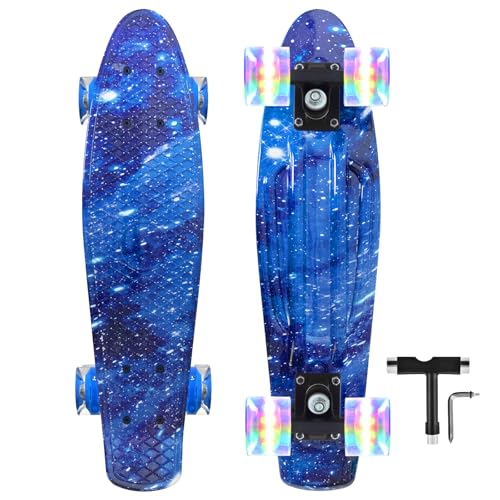 Nattork Skateboards 22 Inch Mini Cruiser Skateboard Complete Retro Skate Boards with
