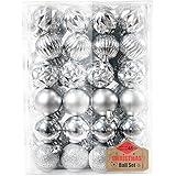 ikasus 48Pcs Christmas Ball Set Christmas Tree Decoration Glitter Pastic Christmas Ball Ornaments Christmas Tree Hanging Orna