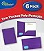 NEW GENERATION - Heavy Duty Plastic 2 Pocket Folder, 6 Pack Assorted Primary Colors Poly Folders for Letter Size Papers, Includes Business Card Slot, Great to use at School, Home, Work and Storage