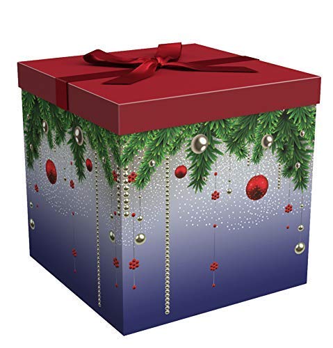 Gift Box 10x10x10 Silent Night Christmas Collection - Easy to Assemble & Reusable - No Glue Required - Ribbon, Tissue Paper, and Gift Tag Included - EZ Gift Box by EndlessArtUS (Best Glue For Ribbon To Paper)