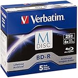 Verbatim M-Disc BD-R 25GB 4X with Branded Surface - 5pk Jewel Case - 98900
