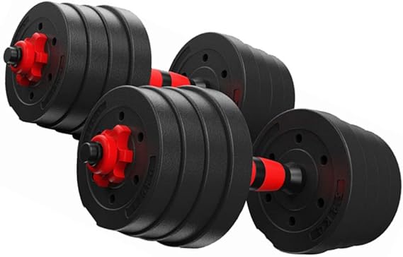 VICASKY Conjunto de halteres ajustáveis para fitness, conjunto de halteres antiderrapantes para treino em casa, escritório, academia, preto (total de 20 kg)