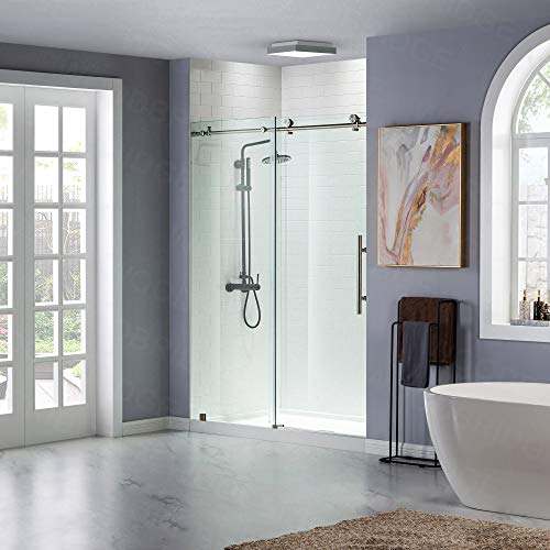 WoodBridge Framelss 3/8" Sliding Shower Door Brushed Nickel Finish