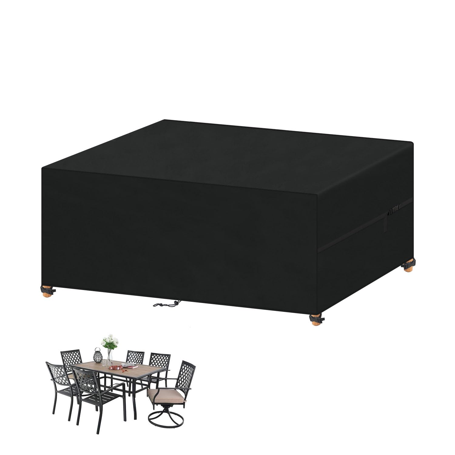 VANSHEIM Garden Furniture Covers Waterproof Outdoor Furniture Covers for Outside Table Cover for Garden Furniture Cover Outdoor Furniture Set Covers Anti-UV 420D Oxford Fabric 160x100x75cm