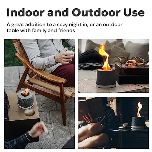 FLIKR Fire Personal Concrete Fireplace Tabletop Smokeless Fire Pit with Fire Pit Snuffer Lid