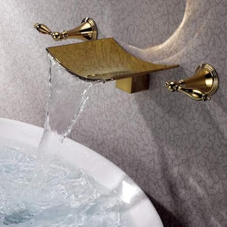 Fidgetgear Modern Wall Mounted Waterfall Widespread Bathroom Basin