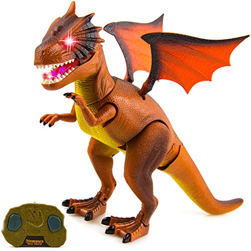 Toysery Remote Control Dinosaur Toy for Kids and Toddlers - Realistic Dinosaur Figures Toy with Flashing Lights and Dinosaur Sounds - Great Dinosaur Toy Gift Set (Battery Operated)