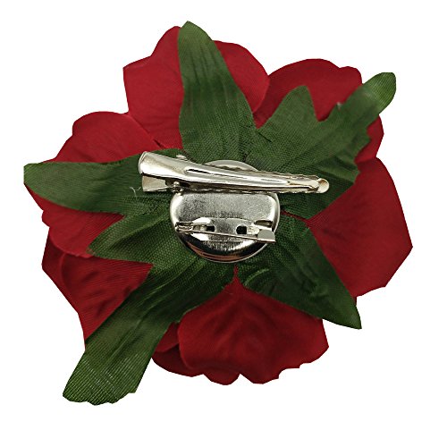 Sanrich 4pcs/Pack Fabric Rose Hair Flowers Clips Mexican Hair Flowers Hairpin Brooch Hair Accessory Wedding Party Headpieces (red)
