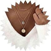Yheakne Boho Layered Coin Necklace Choker Gold Circle Pearl Necklace Disc Pendant Necklace Chunky Flat Chain Necklace Jewelry for Women