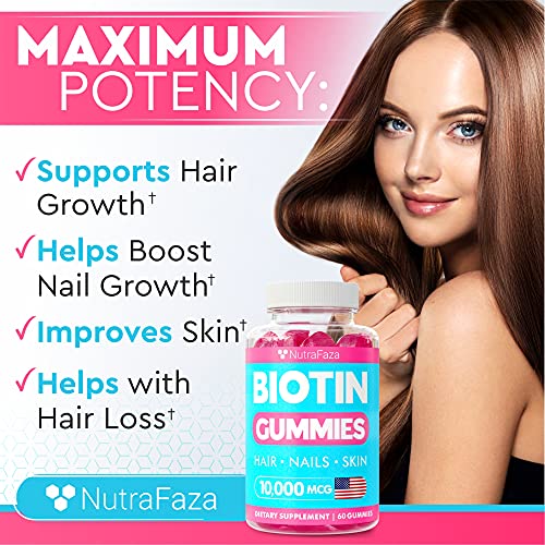 (2 Pack) Biotin 10000mcg Gummies for Healthy Hair, Skin, Nails