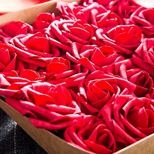 ZOOYOO Artificial Flowers Dark Red Roses 50pcs,Wedding Bridesmaid Bridal Bouquets Centerpieces,Wedding Decorations,Real Looking Fake Roses Stem for Party Decoration,Baby Shower Home Decorations - Thumbnail 5